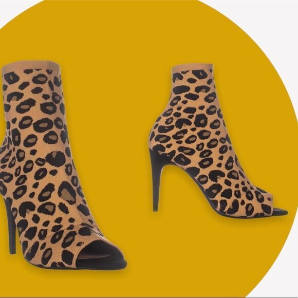 Inc open toe Leopard Heeled Sock Boot Mocha Mousse size 8 M retail$119 - Picture 10 of 10